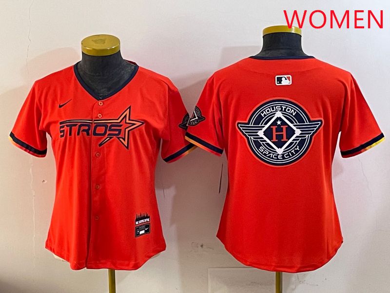 Women Houston Astros Blank Orange Three generations Joint Name 2025 Nike MLB Jersey style 26